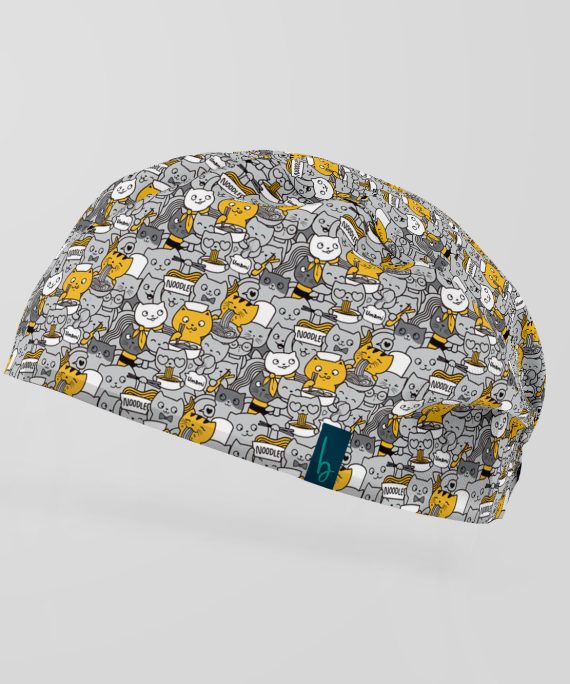 Gatitos + fideos = pura ternura. 🐱🍜Un gorro quirúrgico divertido y original, perfecto para amantes de los gatos con buen gusto y mucho estilo.