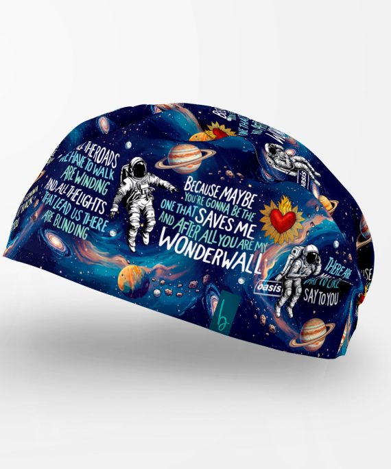 Inspirado en Wonderwall de Oasis con un espectacular diseño de galaxias, astronautas y elementos espaciales. Exclusivo de Bichunga, ideal para profesionales de la salud amantes de la música.
